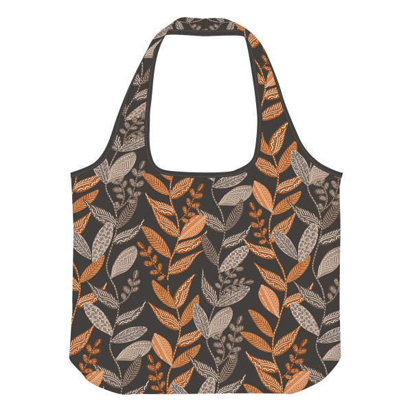 Reusable tote featuring botanical leaf designs, great for eco-friendly outings.