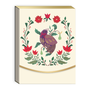 Partridge-themed pocket notepad, ideal for festive note-taking.