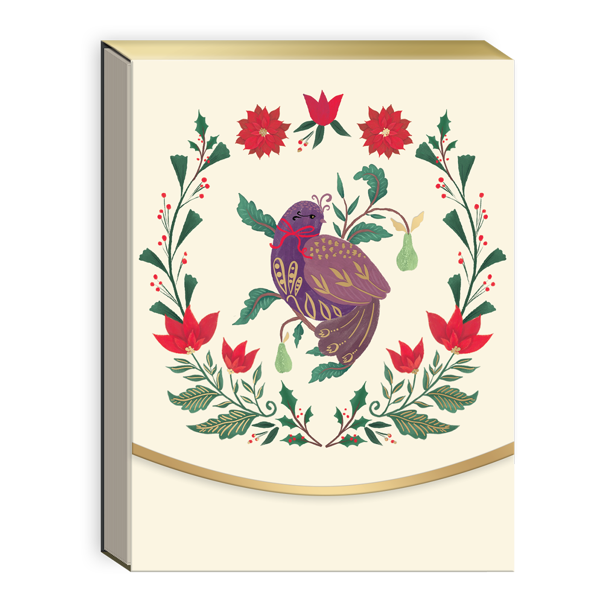 Partridge-themed pocket notepad, ideal for festive note-taking.