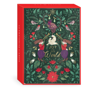 Boxed set of green holiday cards with shimmering embellishments, perfect for sharing love and appreciation.