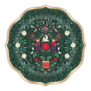 Fun and festive green dessert plates, perfect for holiday table settings.