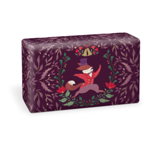 Fox-themed scented soap bar with holiday-inspired packaging, a thoughtful gift.