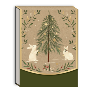 Rabbit-themed pocket notepad with woodland Christmas designs, great for festive notes.