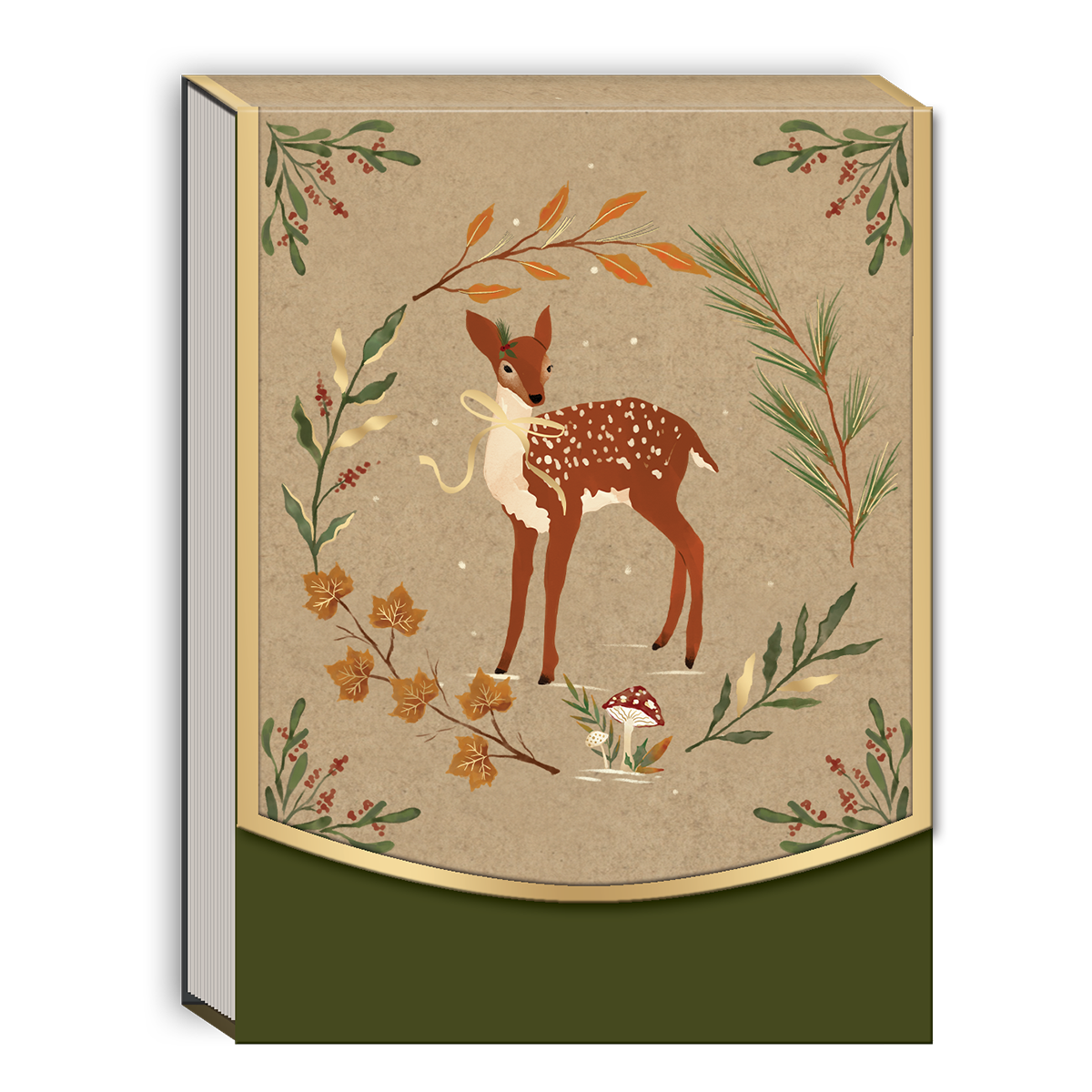 Deer-themed pocket notepad featuring woodland holiday motifs, perfect for jotting down reminders.