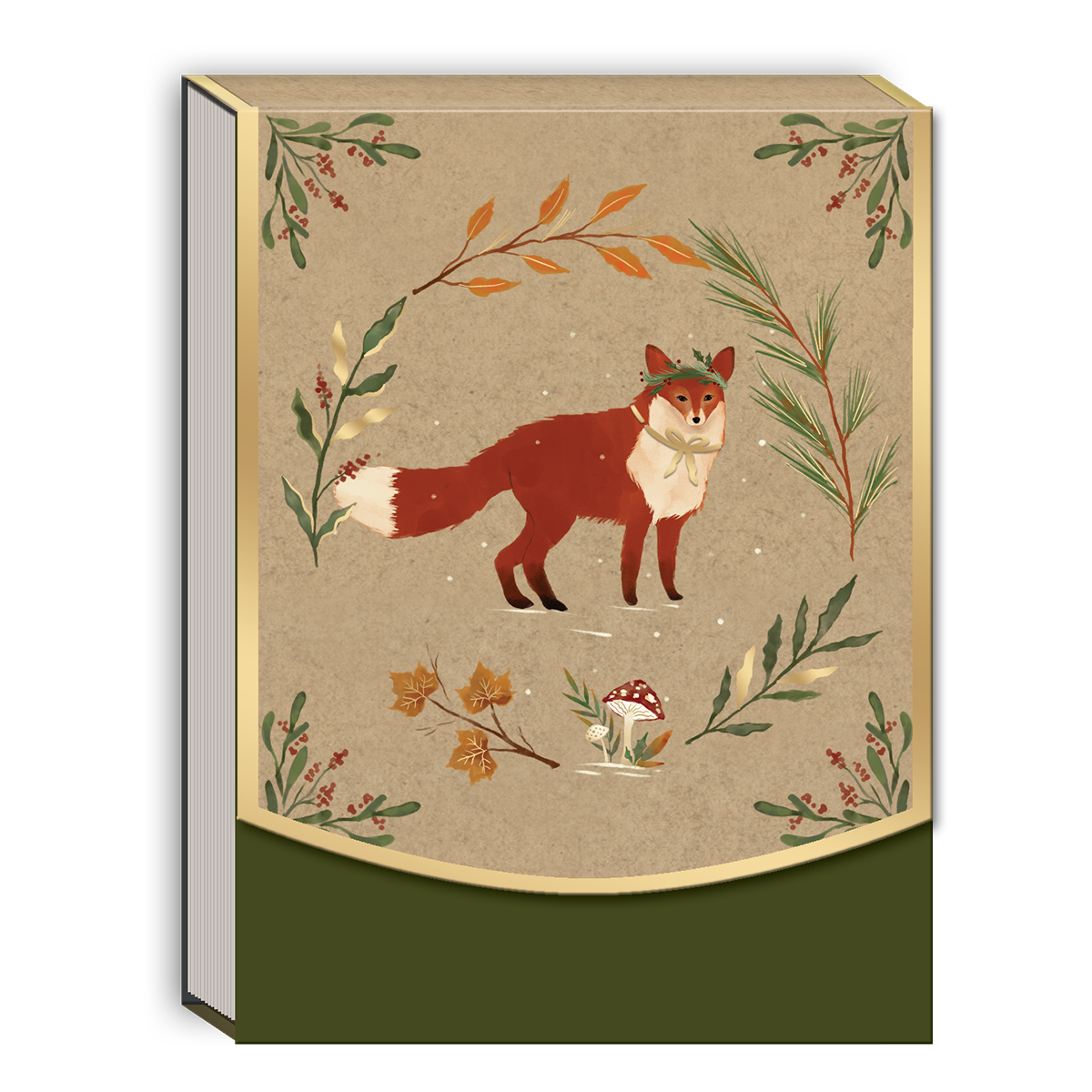 Fox-themed pocket notepad with woodland holiday patterns, great for festive reminders.