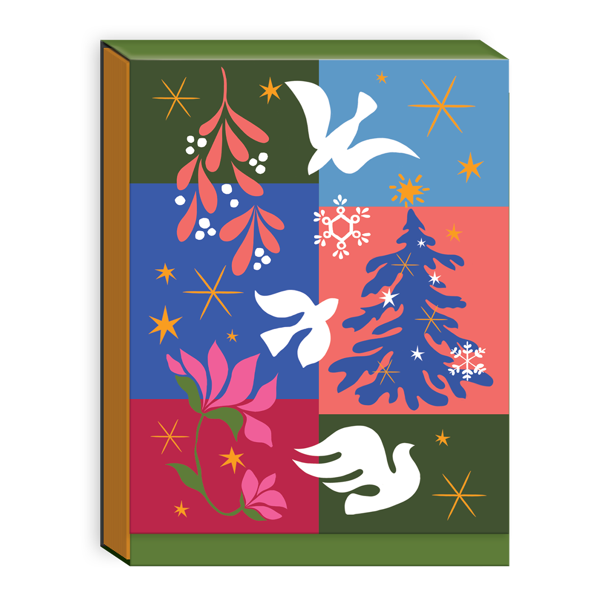 Multi-themed pocket notepad with modern holiday designs, perfect for festive notes.