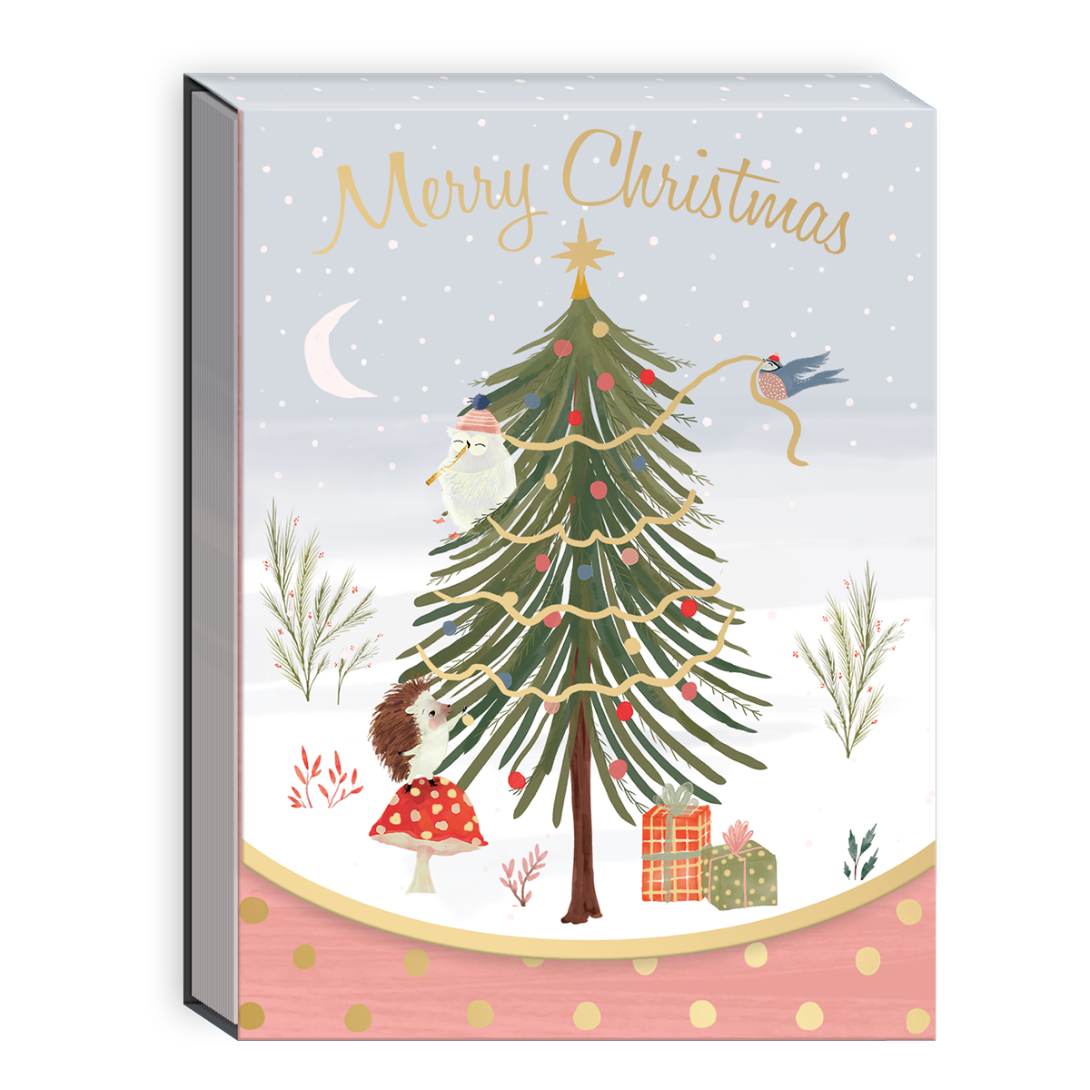 Hedgehog-themed pocket notepad featuring forest animal motifs, perfect for festive reminders.