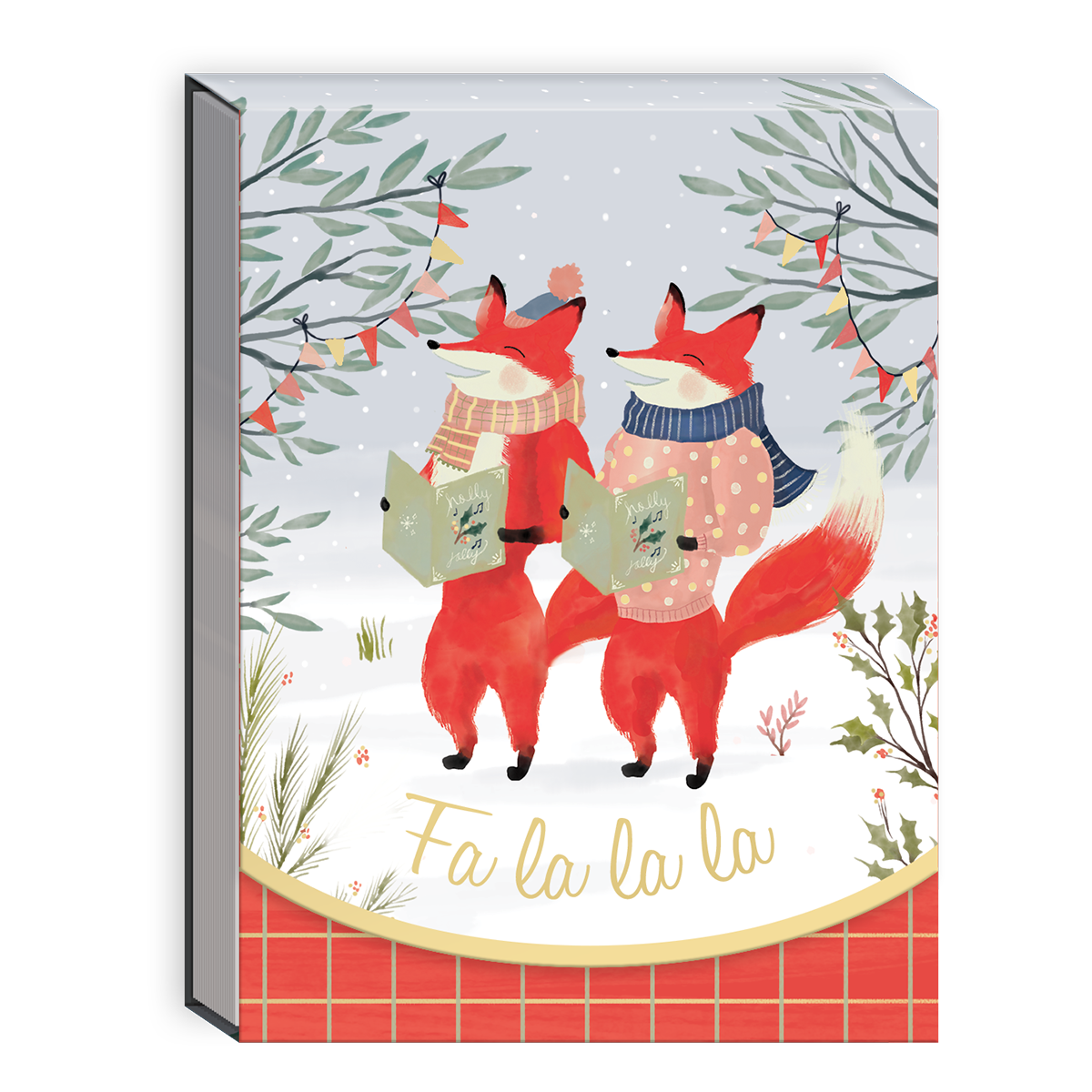 Fox-themed pocket notepad with forest animal patterns, great for festive notes.