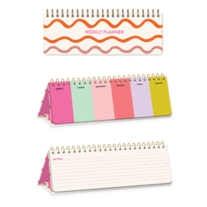 Squiggle-patterned undated planner for keeping weekly tasks organized.
