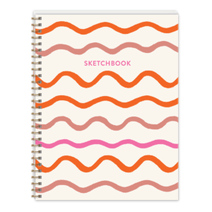 Squiggle-patterned sketchbook with acid-free pages, perfect for doodles and designs.