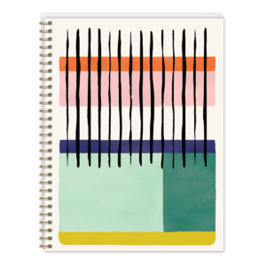 Stripe-patterned sketchbook with acid-free pages, ideal for drawings and diagrams.