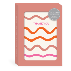 Squiggle-patterned thank-you note cards with playful designs, great for thoughtful messages.