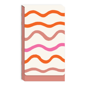 Squiggle-patterned tall notepad for organized note-taking.