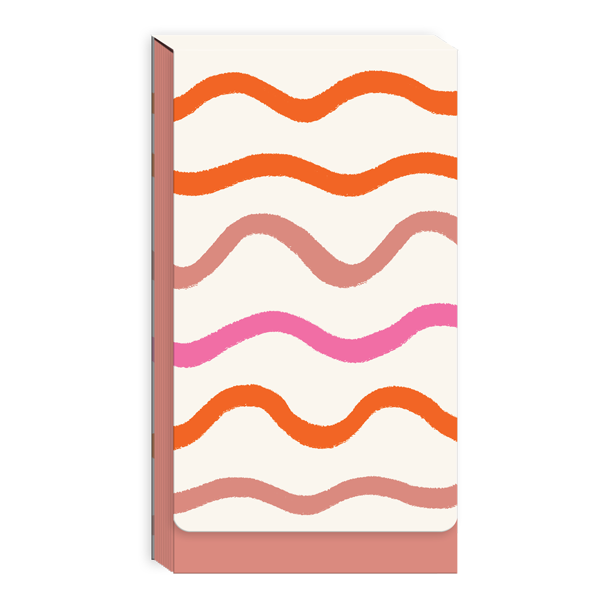 Squiggle-patterned tall notepad for organized note-taking.