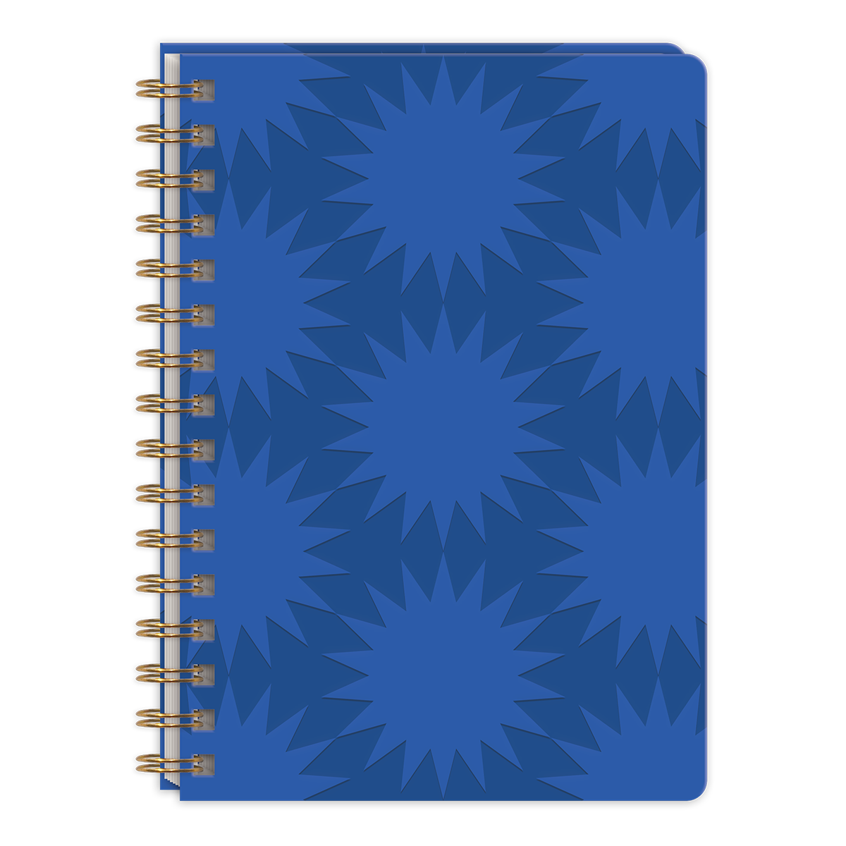 Blue spiral journal for capturing thoughts and plans.