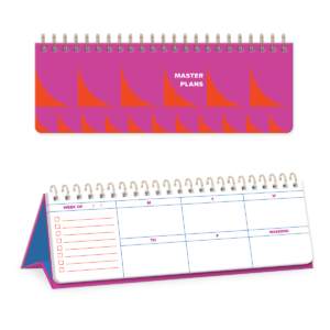 Red undated planner for keeping weekly tasks organized.