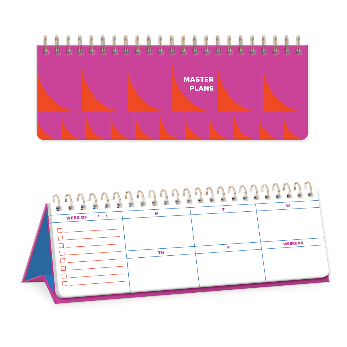 Red undated planner for keeping weekly tasks organized.