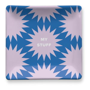 Blue trinket tray for a stylish way to store small items.