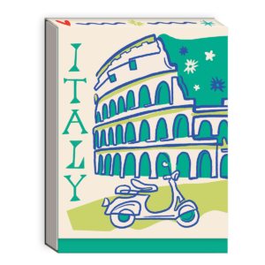 Italy-themed pocket notepad for capturing travel ideas and plans.