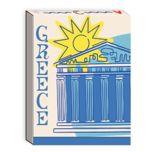 Greece-themed pocket notepad for recording travel thoughts and reminders.