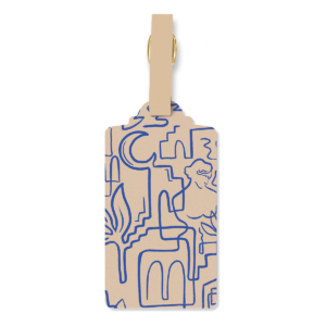 Linework-themed luggage tag for stylish travel organization.