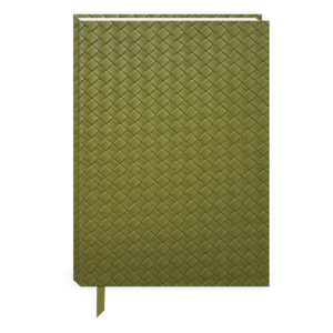Olive weave hardcover journal for capturing thoughts and plans.