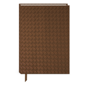 Brown weave hardcover journal for jotting down inspirations and ideas.