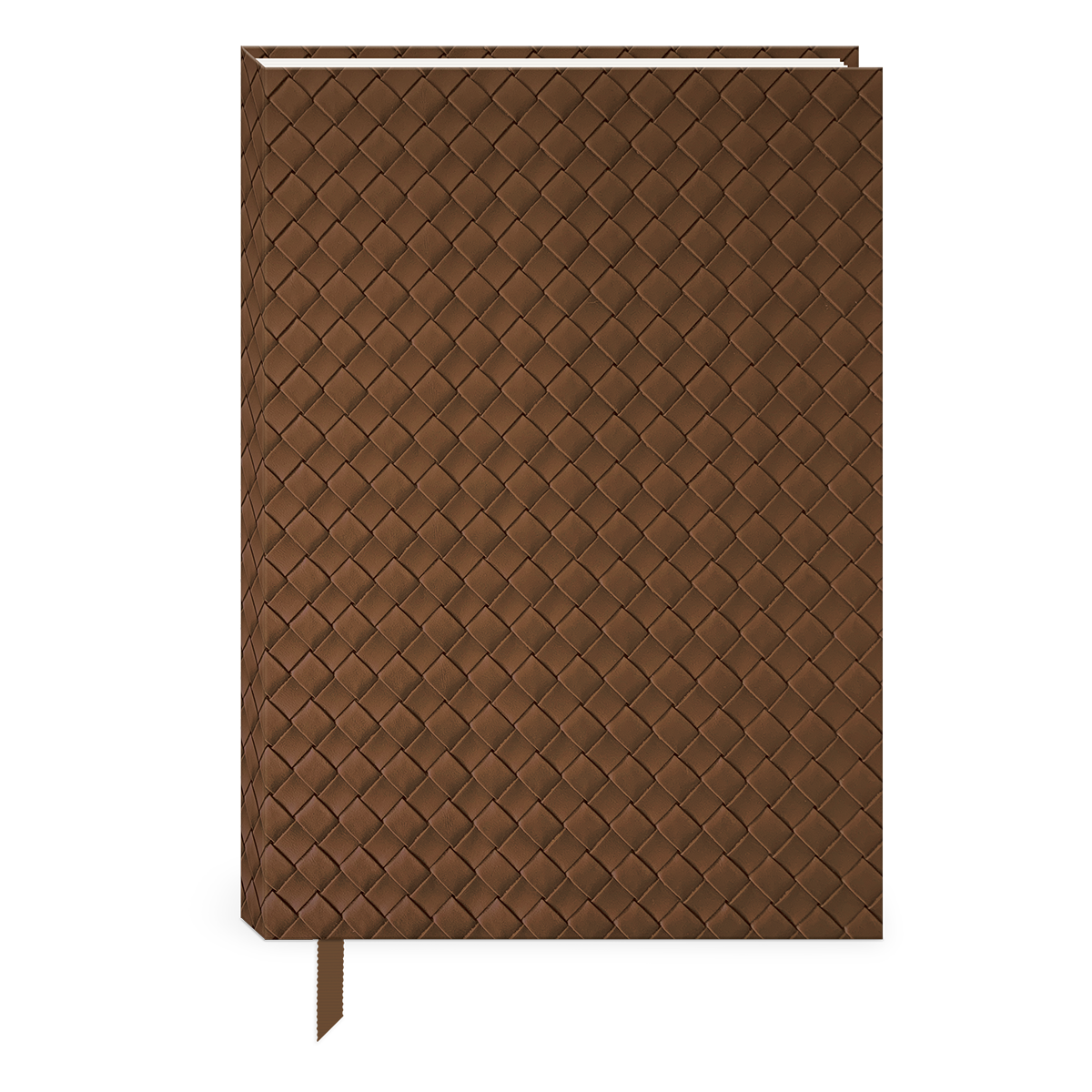 Brown weave hardcover journal for jotting down inspirations and ideas.