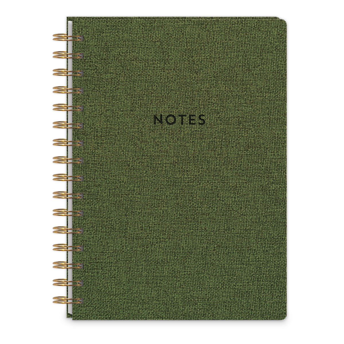 Olive spiral journal for jotting down plans and dreams.