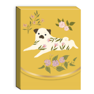 Pug-themed pocket notepad for capturing thoughts and ideas.