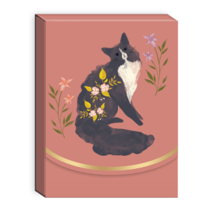 Black cat-themed pocket notepad for jotting down reminders and messages.