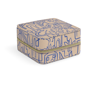 Linework-themed travel jewelry case for elegant organization.