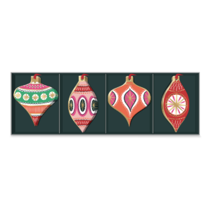 Assorted gift tags with enchanting ornament designs, perfect for holiday presents.