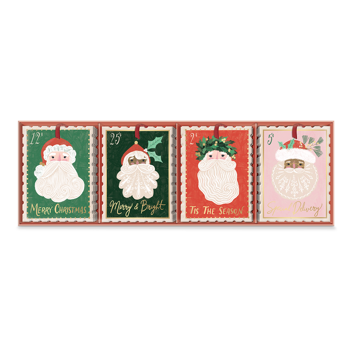 Assorted gift tags with festive designs, ideal for holiday gifting.