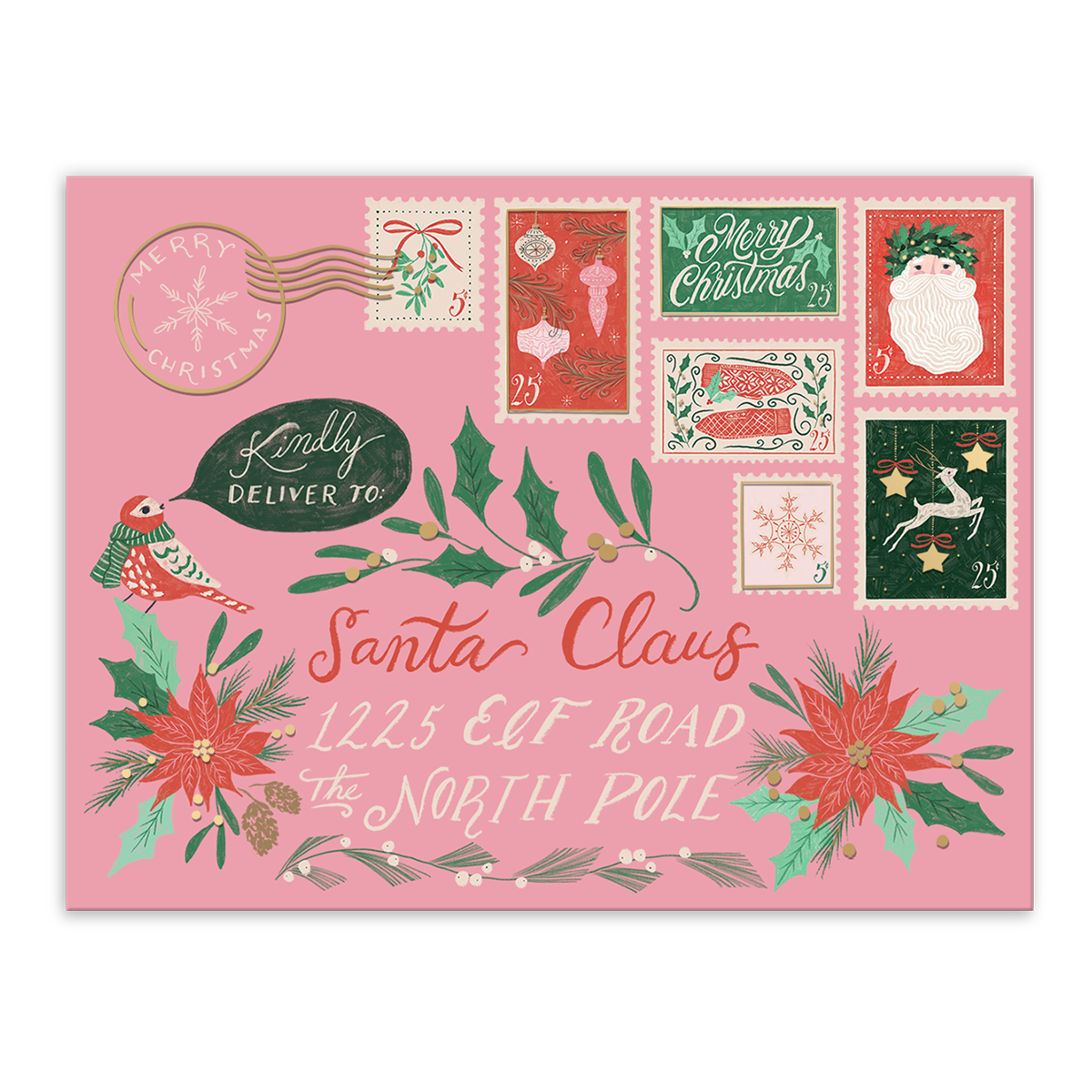 Pink pocket notepad featuring festive designs, ideal for holiday reminders.