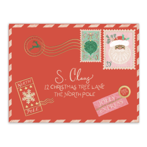 Red pocket notepad featuring holiday designs, perfect for festive notes.