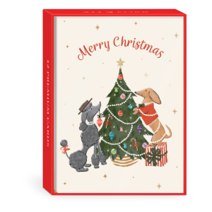 Boxed set of tree and pet-themed holiday cards, perfect for spreading holiday cheer.