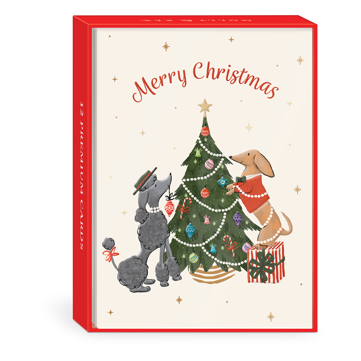 Boxed set of tree and pet-themed holiday cards, perfect for spreading holiday cheer.