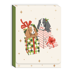 Spaniel-themed pocket notepad featuring festive patterns, great for holiday reminders.