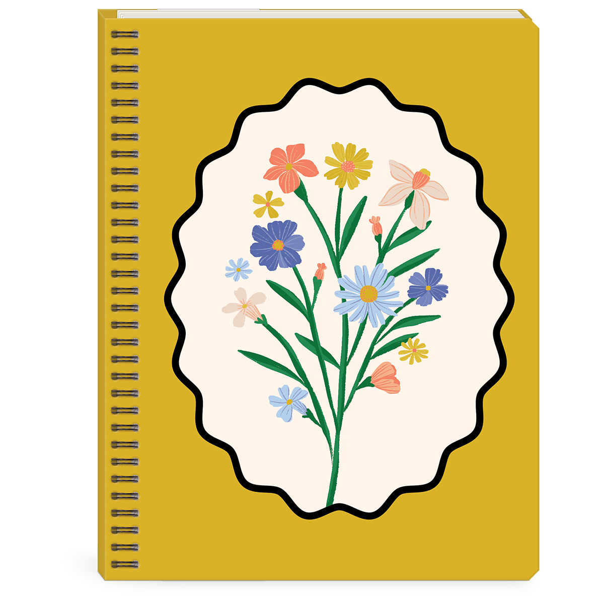 Flower-themed semi-concealed notebook for recording inspirations and ideas.