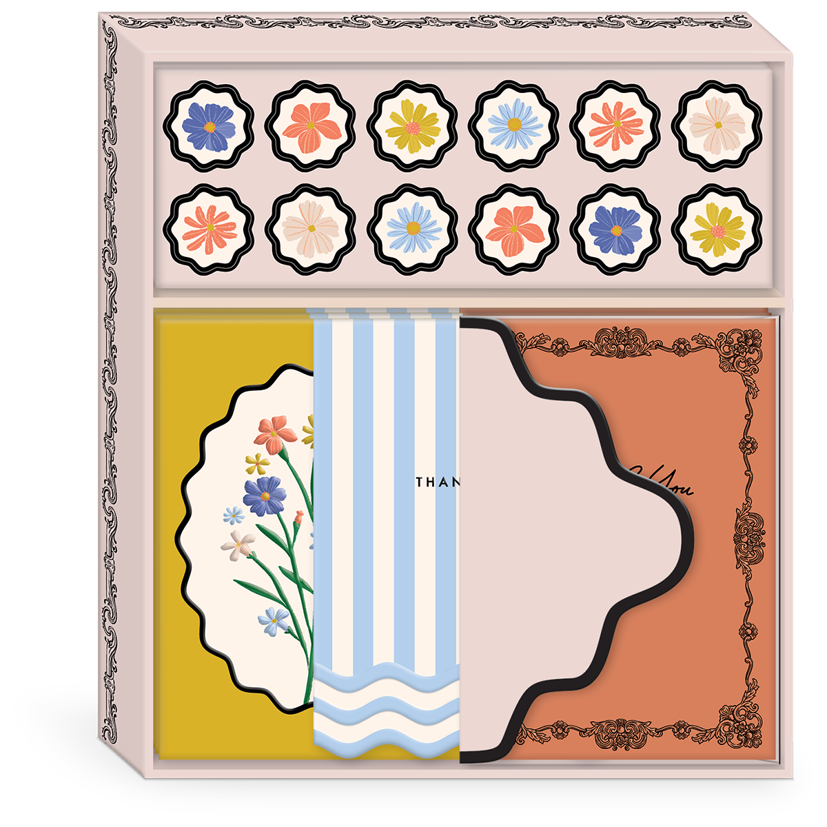 Multi-themed stationery set for creating unforgettable messages and notes.