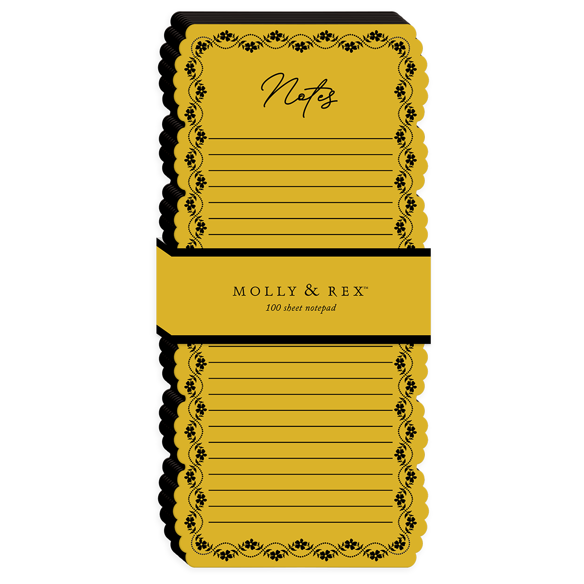 Mustard-colored magnetic list pad for keeping tasks and lists handy.
