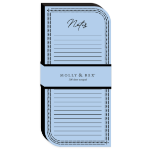 Light blue magnetic list pad for keeping notes and lists organized.