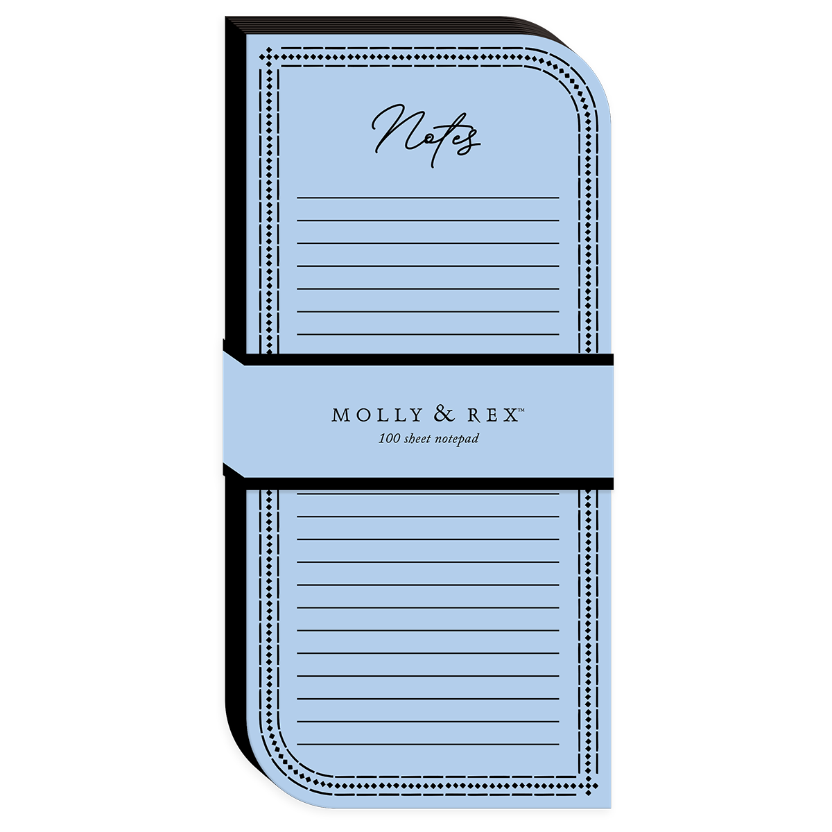 Light blue magnetic list pad for keeping notes and lists organized.