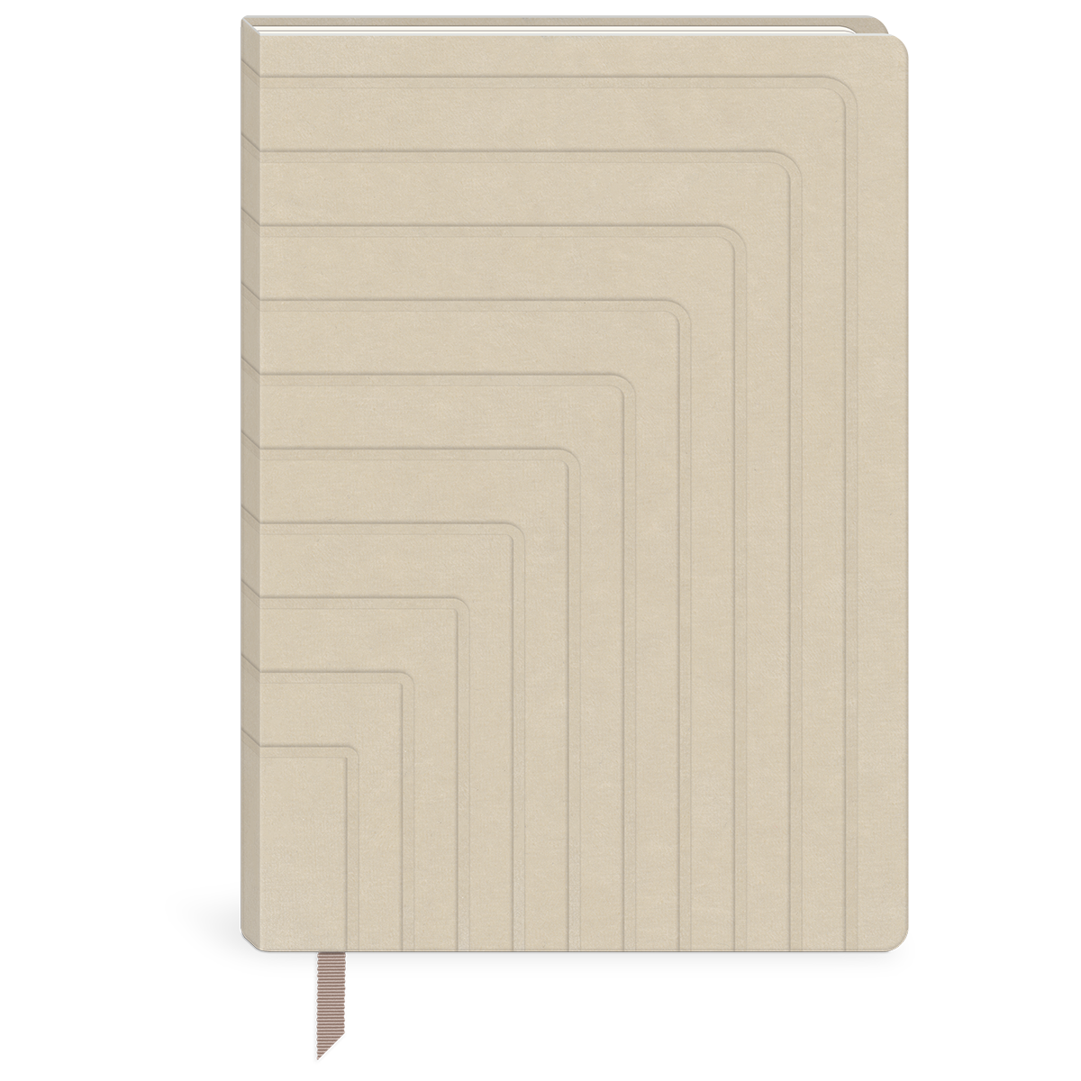 Cream fabric journal for jotting down inspirations and ideas.