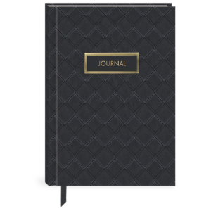 Black hardcover journal for recording thoughts, travel stories, and dreams.