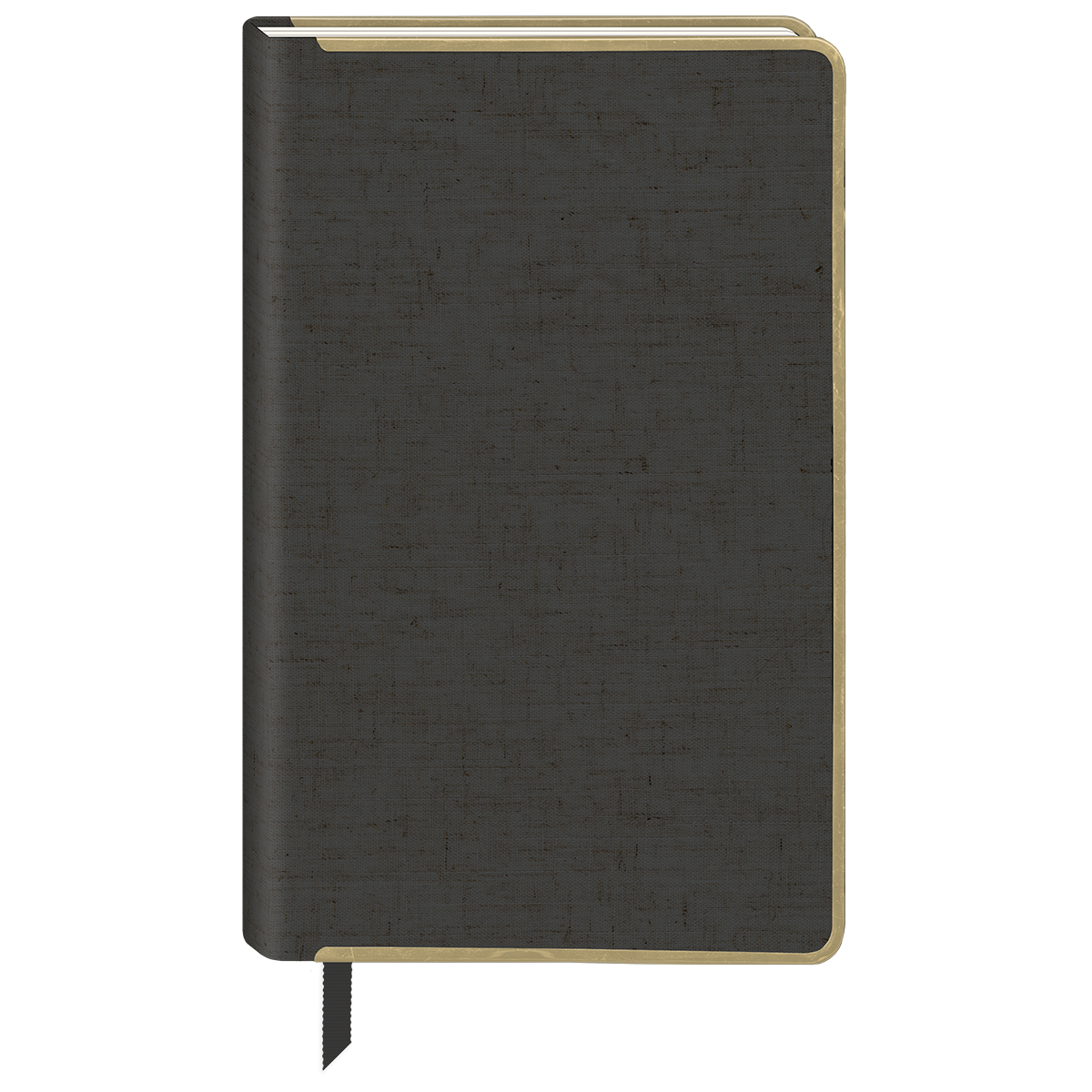 Black fabric journal for recording inspirations and plans.