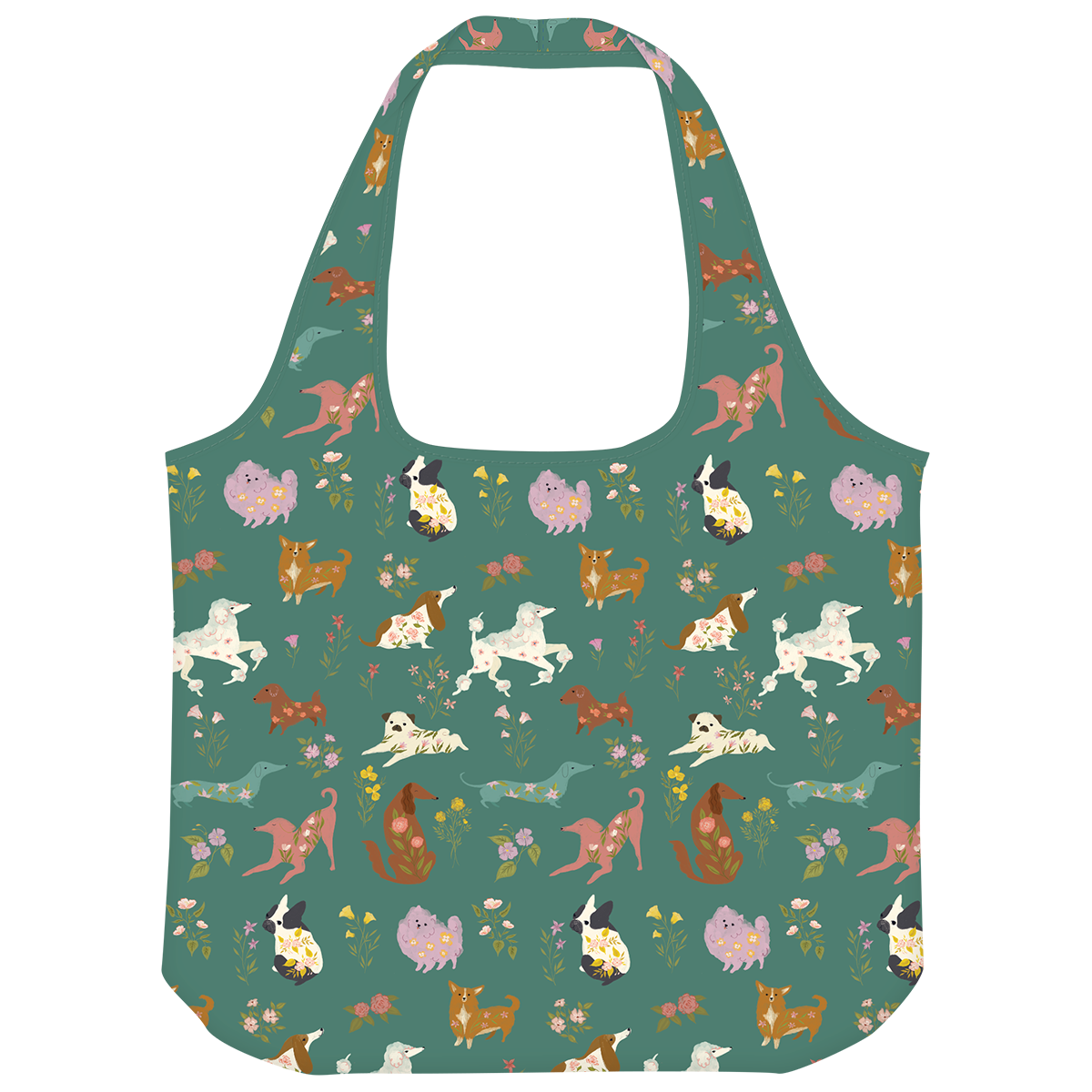 Dog-themed reusable tote bag, ideal for everyday outings.