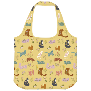 Cat-themed reusable tote bag, great for eco-friendly errands.