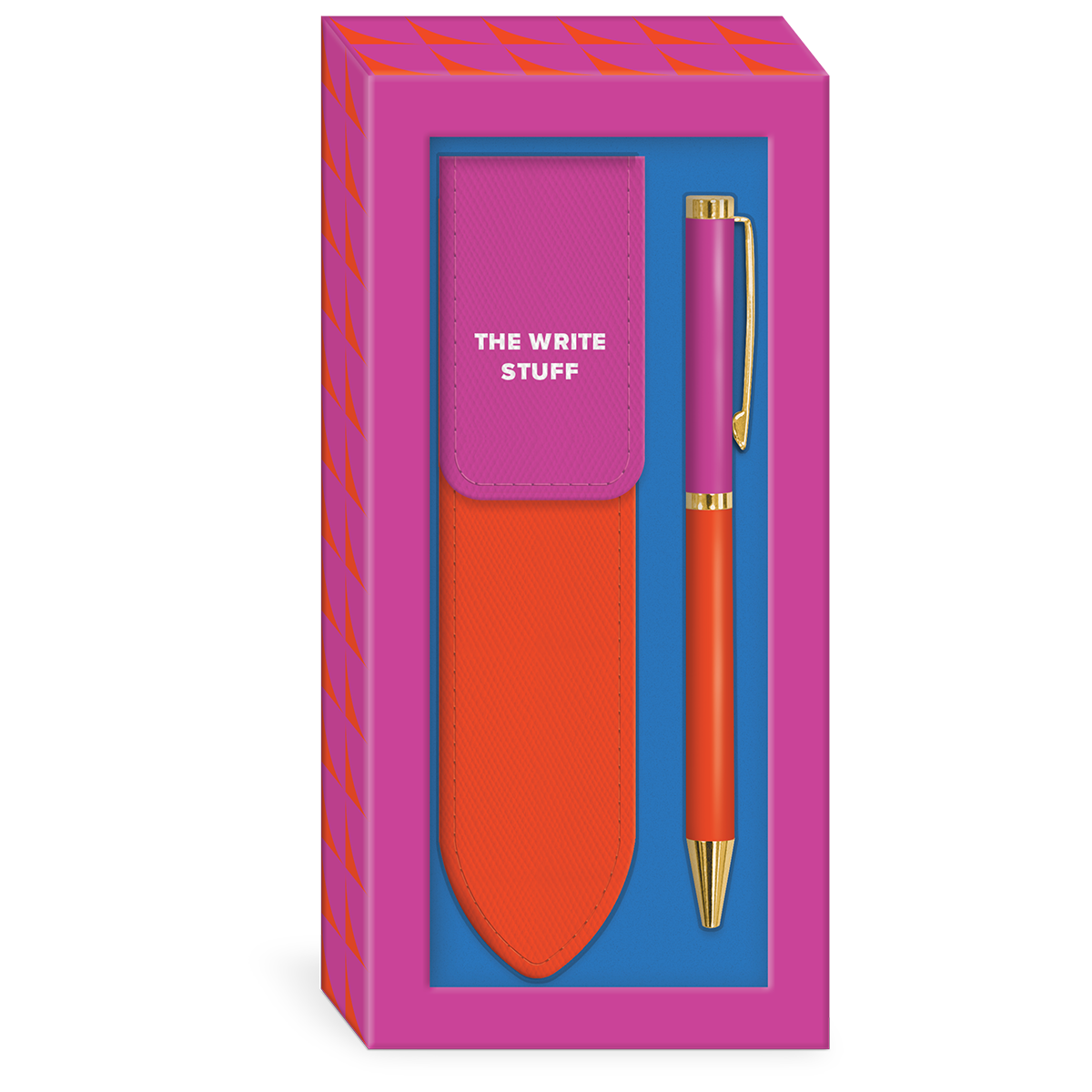 Red boxed pen and vegan leather pouch gift set, ideal for writing enthusiasts.